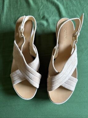 J. Crew Marcie Platform Sandals Suede Slingback Size 11